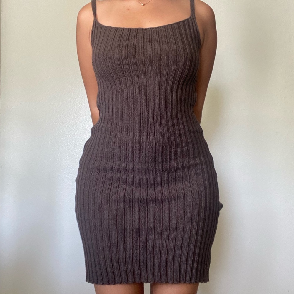 Brown Knitted Dress - PrettyLittleThing